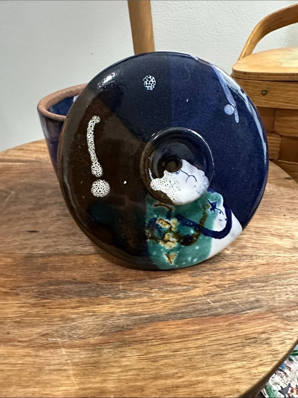 Handmade Art Pottery Mug Vented Lidded Coffee Tea Artist Signed
